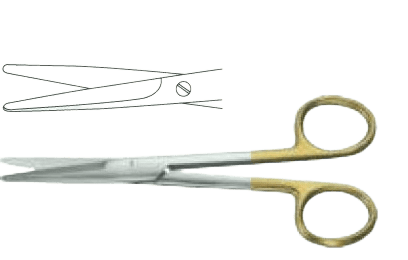 Ножиці операційні, тупокінцеві, прямі, звужені, ТВС (ручки жовтого кольору), Мейо, 170 мм Surgimax 04-234-17T